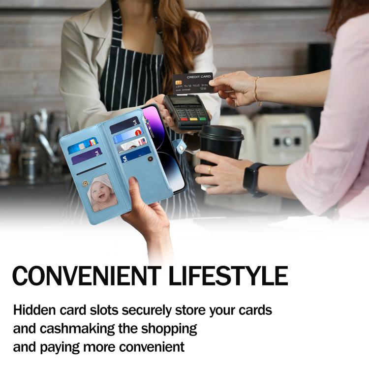 For Motorola Moto G15 ESEBLE Star Series Lanyard Zipper Wallet RFID Leather Case(Blue)