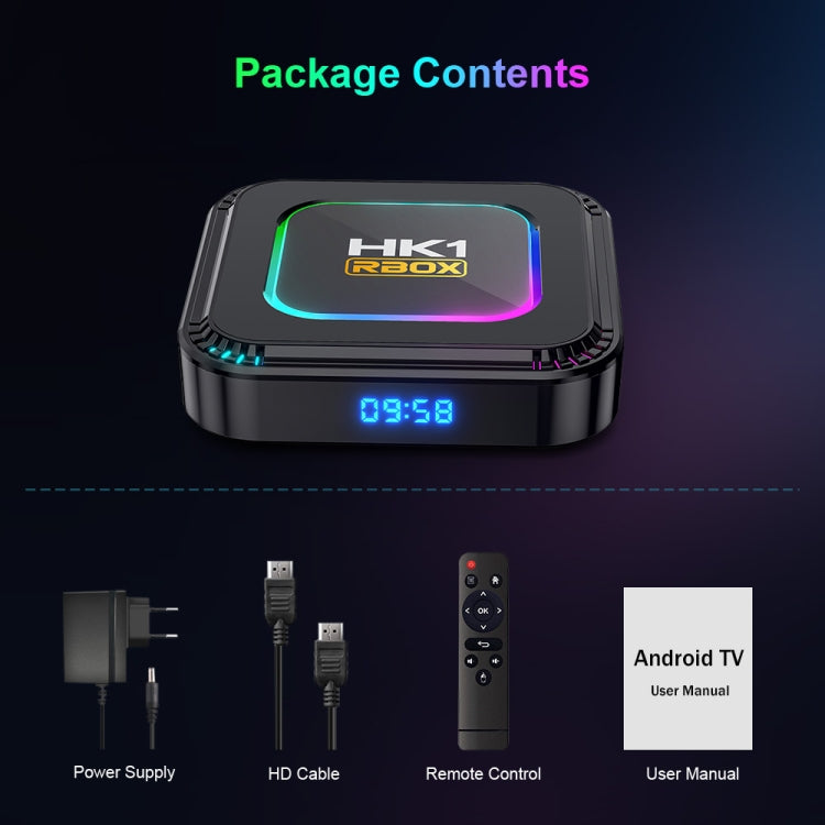 HK1 RBOX K8 8K Android 13.0 Smart TV Box with Remote Control, 2GB+16GB, RK3528 Quad-Core(US Plug)