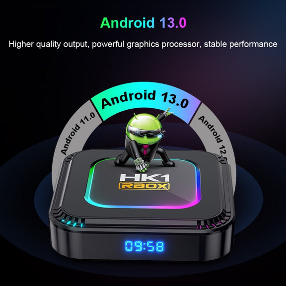 HK1 RBOX K8 8K Android 13.0 Smart TV Box with Remote Control, 2GB+16GB, RK3528 Quad-Core(US Plug)
