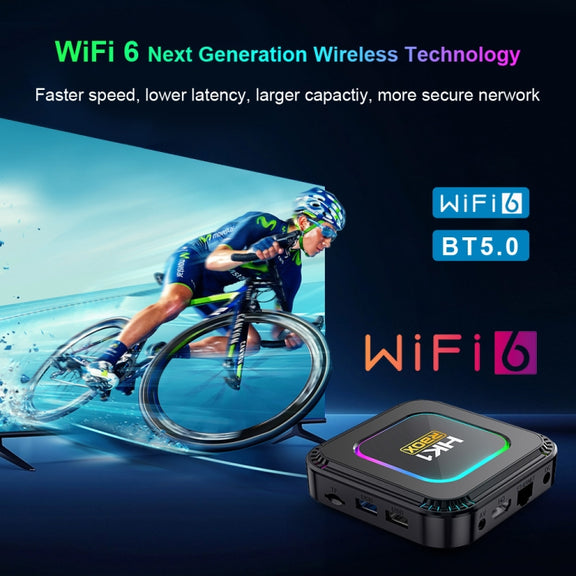 HK1 RBOX K8 8K Android 13.0 Smart TV Box with Remote Control, 2GB+16GB, RK3528 Quad-Core(US Plug)