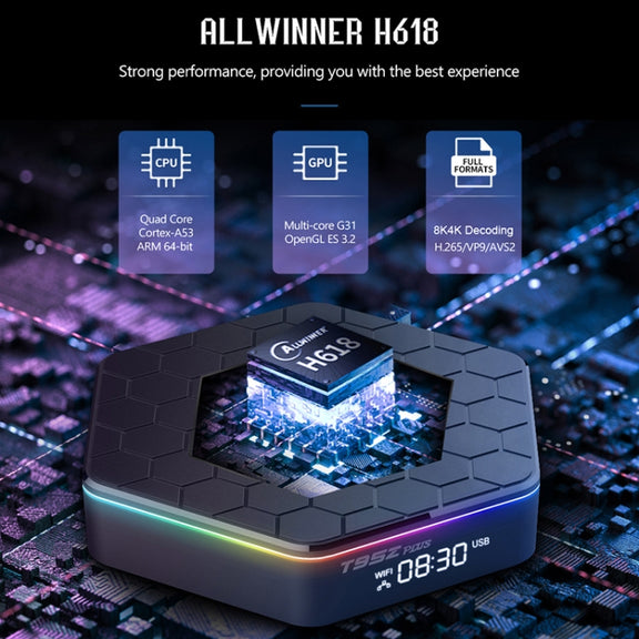 T95Z Plus 8K WiFi6 Android 12.0 Smart TV Box with Remote Control, 2GB+16GB, Allwinner H618 Quad-Core(AU Plug)