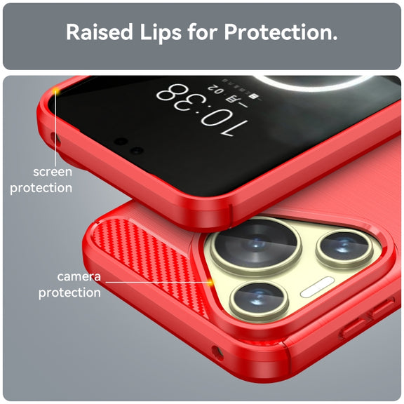 For Huawei Pura 70 Brushed Texture Carbon Fiber TPU Phone Case(Red)