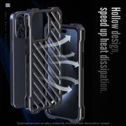 For iPhone 15 Plus R-JUST RJ-50 Hollow Breathable Armor Metal Phone Case(Space Grey)