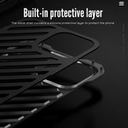 For iPhone 15 Plus R-JUST RJ-50 Hollow Breathable Armor Metal Phone Case(Space Grey)