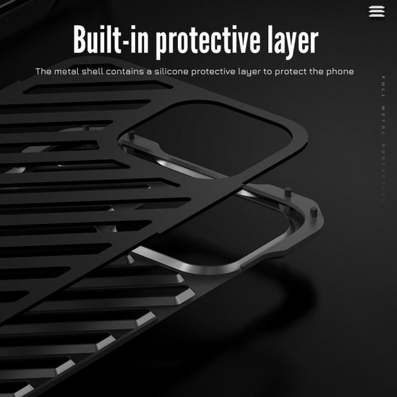 For iPhone 15 Plus R-JUST RJ-50 Hollow Breathable Armor Metal Phone Case(Space Grey)