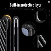 For iPhone 15 Plus R-JUST RJ-50 Hollow Breathable Armor Metal Phone Case(Space Grey)