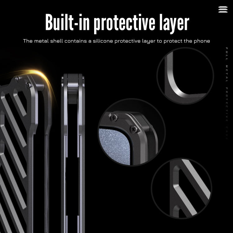 For iPhone 15 Plus R-JUST RJ-50 Hollow Breathable Armor Metal Phone Case(Space Grey)