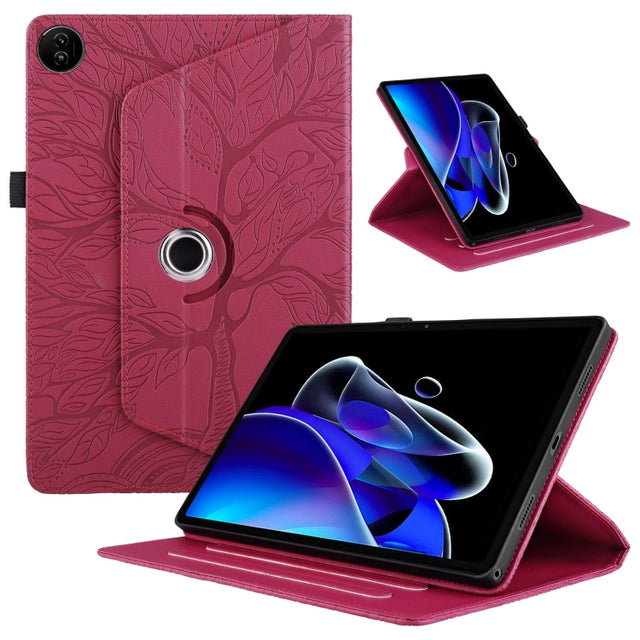 For Realme Pad 2 Tree Life Embossed Rotation Leather Tablet Case(Red)