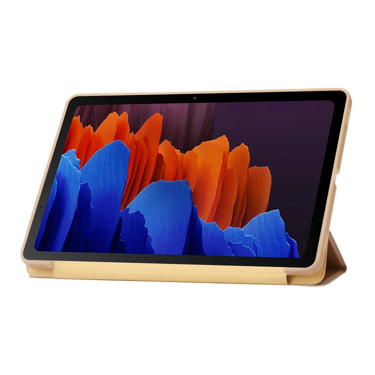 For Samsung Galaxy Tab S9+ / S10+ 3-Fold Holder Silicone Leather Tablet Case(Gold)
