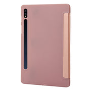 For Samsung Galaxy Tab S9+ / S10+ 3-Fold Holder Silicone Leather Tablet Case(Rose Gold)