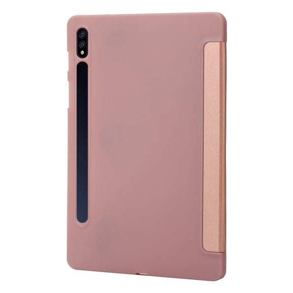 For Samsung Galaxy Tab S9+ / S10+ 3-Fold Holder Silicone Leather Tablet Case(Rose Gold)