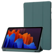 For Samsung Galaxy Tab S9+ / S10+ 3-Fold Holder Silicone Leather Tablet Case(Dark Green)