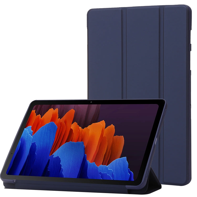 For Samsung Galaxy Tab S10 FE / S9 FE / S9 3-Fold Holder Silicone Leather Tablet Case(Dark Blue) - free shipping - PMC Jewellery - Order now!