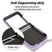 For Motorola Razr 40 Ultra Long and Short Lanyard Zipper Card Slot Foldable Phone Case(Purple)