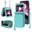 For Motorola Razr 40 Ultra Long and Short Lanyard Zipper Card Slot Foldable Phone Case(Mint Green) - Motorola Cases by PMC TechLife | Online Shopping South Africa | PMC TechLife | Buy Now Pay Later Mobicred