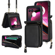 For Motorola Razr 40 Ultra Long and Short Lanyard Zipper Card Slot Foldable Phone Case(Black) - Motorola Cases by PMC TechLife | Online Shopping South Africa | PMC TechLife | Buy Now Pay Later Mobicred