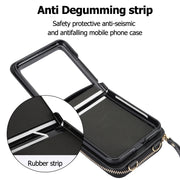 For Motorola Razr 40 Ultra Long and Short Lanyard Zipper Card Slot Foldable Phone Case(Black)