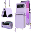 For Motorola Razr 40 Long and Short Lanyard Zipper Card Slot Foldable Phone Case(Purple) - Motorola Cases by PMC TechLife | Online Shopping South Africa | PMC TechLife | Buy Now Pay Later Mobicred