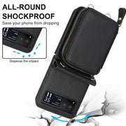 For Motorola Razr 40 Long and Short Lanyard Zipper Card Slot Foldable Phone Case(Black)