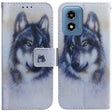 For Motorola Moto G Play 4G 2024 Coloured Drawing Flip Leather Phone Case(White Wolf) - Motorola Cases by PMC Jewellery | Online Shopping South Africa | PMC Jewellery | Buy Now Pay Later Mobicred