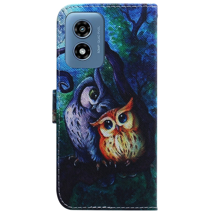 For Motorola Moto G Play 4G 2024 Coloured Drawing Flip Leather Phone Case(Oil Painting Owl)