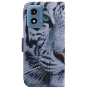 For Motorola Moto G Play 4G 2024 Coloured Drawing Flip Leather Phone Case(Tiger)