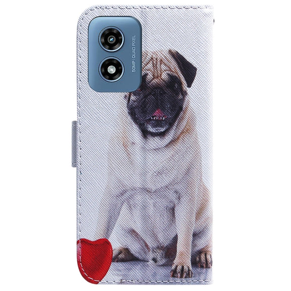For Motorola Moto G Play 4G 2024 Coloured Drawing Flip Leather Phone Case(Pug)