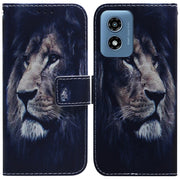 For Motorola Moto G Play 4G 2024 Coloured Drawing Flip Leather Phone Case(Lion)