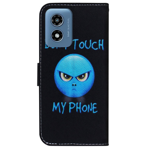 For Motorola Moto G Play 4G 2024 Coloured Drawing Flip Leather Phone Case(Anger)
