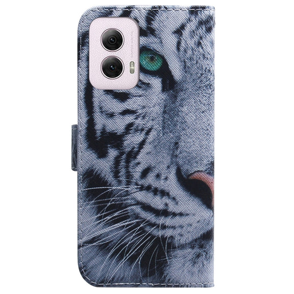 For Motorola Moto G Power 5G 2024 Coloured Drawing Flip Leather Phone Case(Tiger)