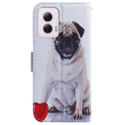 For Motorola Moto G Power 5G 2024 Coloured Drawing Flip Leather Phone Case(Pug)