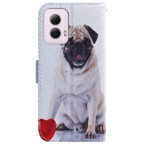For Motorola Moto G Power 5G 2024 Coloured Drawing Flip Leather Phone Case(Pug)