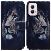 For Motorola Moto G Power 5G 2024 Coloured Drawing Flip Leather Phone Case(Lion)