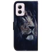 For Motorola Moto G Power 5G 2024 Coloured Drawing Flip Leather Phone Case(Lion)