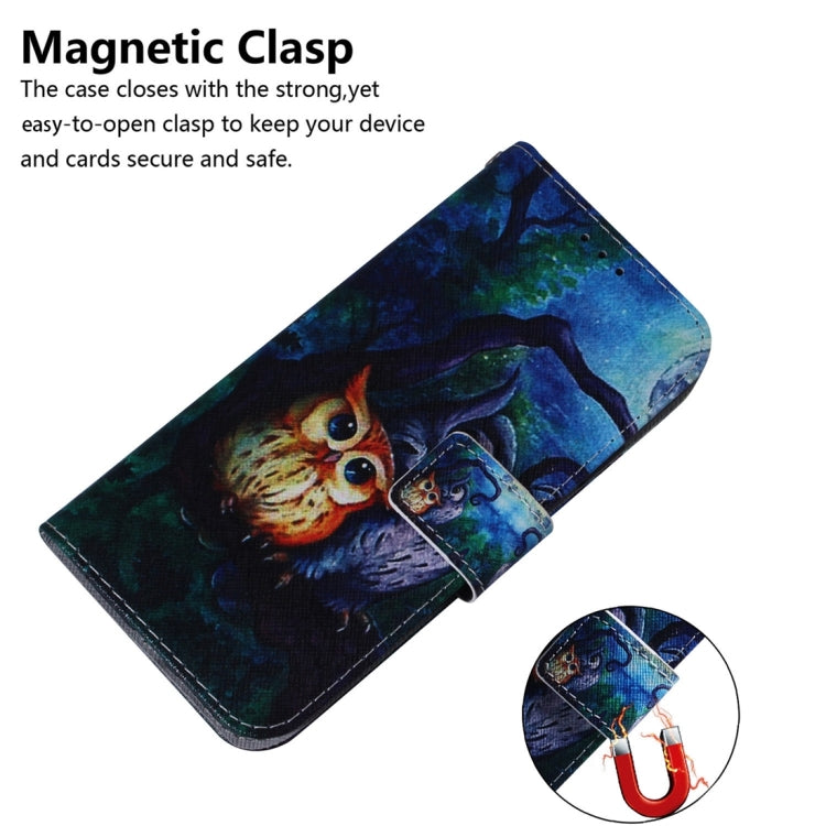 For Motorola Edge 2024 Coloured Drawing Flip Leather Phone Case(Oil Painting Owl)