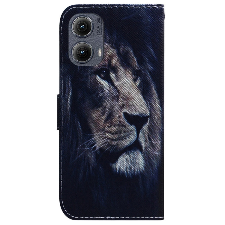 For Motorola Edge 2024 Coloured Drawing Flip Leather Phone Case(Lion) - Motorola Cases by PMC Jewellery | Online Shopping South Africa | PMC Jewellery | Buy Now Pay Later Mobicred