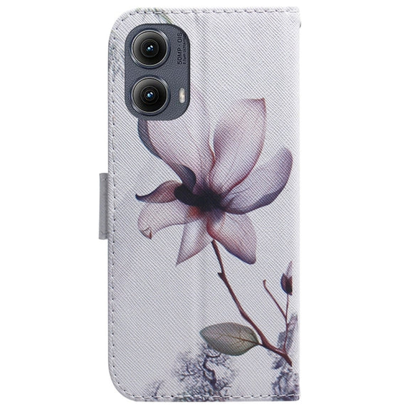 For Motorola Edge 2024 Coloured Drawing Flip Leather Phone Case(Magnolia)