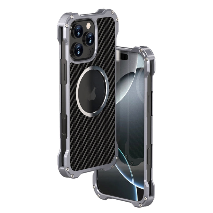 For iPhone 16 Pro Max R-JUST RJ51 Hollow MagSafe Magnetic Metal Phone Case(Space Grey) - free shipping - PMC Jewellery - Order now!