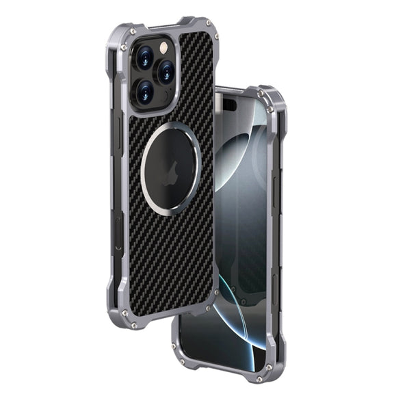 For iPhone 16 Pro Max R-JUST RJ51 Hollow MagSafe Magnetic Metal Phone Case(Space Grey)