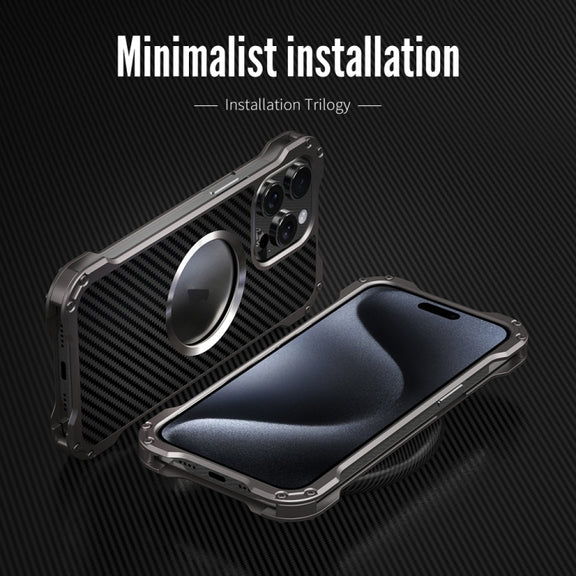 For iPhone 16 R-JUST RJ51 Hollow MagSafe Magnetic Metal Phone Case(Space Grey)