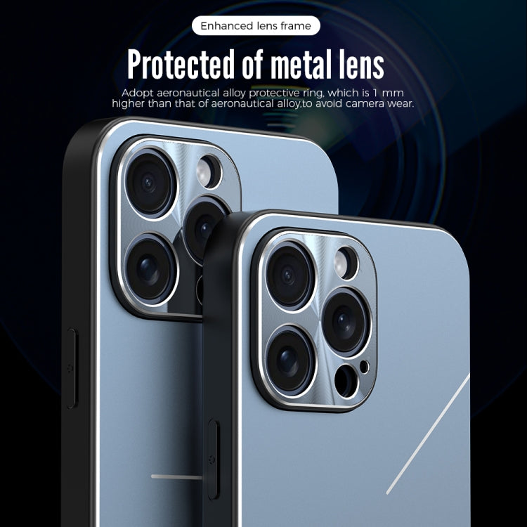 For iPhone 15 Pro R-JUST RJ52 3-Line Style Metal TPU Shockproof Phone Case(Silver)