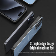 For iPhone 15 Pro R-JUST RJ52 3-Line Style Metal TPU Shockproof Phone Case(Silver)