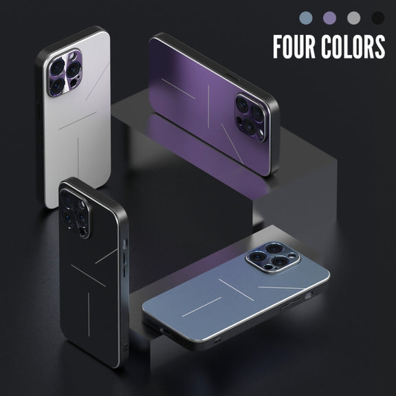 For iPhone 15 Pro R-JUST RJ52 3-Line Style Metal TPU Shockproof Phone Case(Silver)