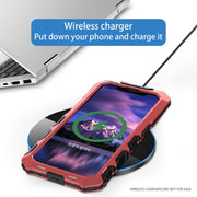 For iPhone 15 Pro Max R-JUST Metal + Silicone + Tempered Glass Life Water-resistant Phone Case with Holder(Red)