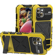 For iPhone 15 Plus R-JUST Metal + Silicone + Tempered Glass Life Waterproof Phone Case with Holder(Yellow) - iPhone 15 Plus Cases by R-JUST | Online Shopping South Africa | PMC TechLife | Buy Now Pay Later Mobicred