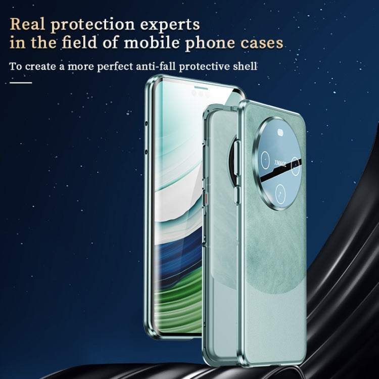 For Huawei Mate 60 Pro+ Double-sided Plain Leather Glass Phone Case(White)