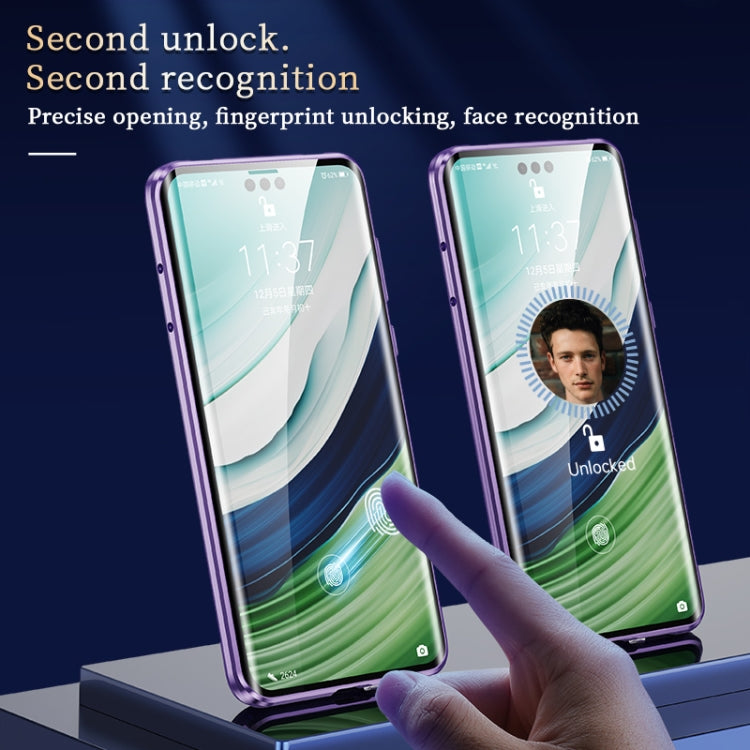 For Huawei Mate 60 Pro Double-sided Plain Leather Glass Phone Case(Cyan-blue) - Huawei Cases by PMC TechLife | Online Shopping South Africa | PMC TechLife | Buy Now Pay Later Mobicred