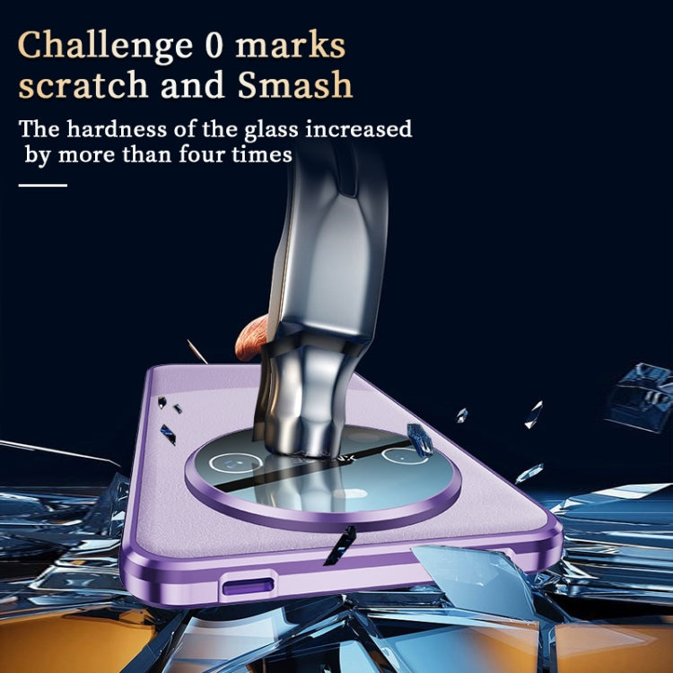 For Huawei Mate 60 Pro+ Double-sided Plain Leather Glass Phone Case(Purple) - Huawei Cases by PMC TechLife | Online Shopping South Africa | PMC TechLife | Buy Now Pay Later Mobicred