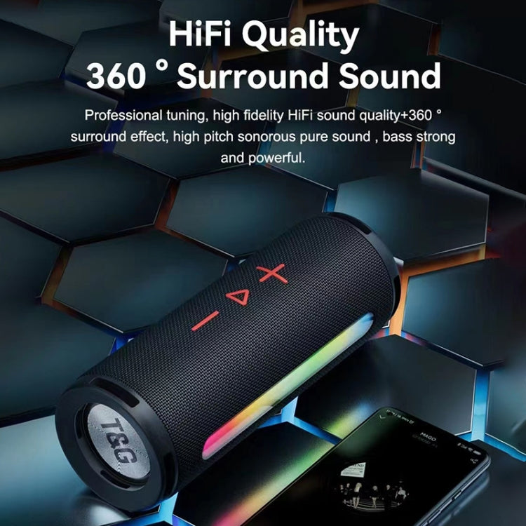 T&G TG374 Portable 3D Stereo Bluetooth Speaker Subwoofer Support FM / TF Card / RGB Light(Green)