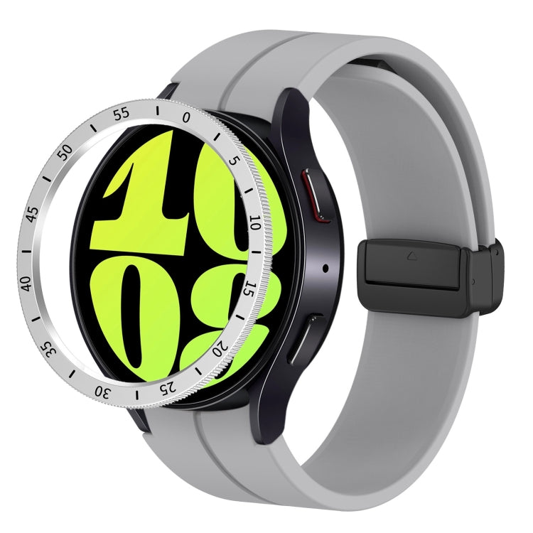 For Samsung Galaxy Watch 6 Classic 47mm Smart Watch Dial Protection Frame with Time Scale(Silver) - Watch Cases by PMC TechLife | Online Shopping South Africa | PMC TechLife